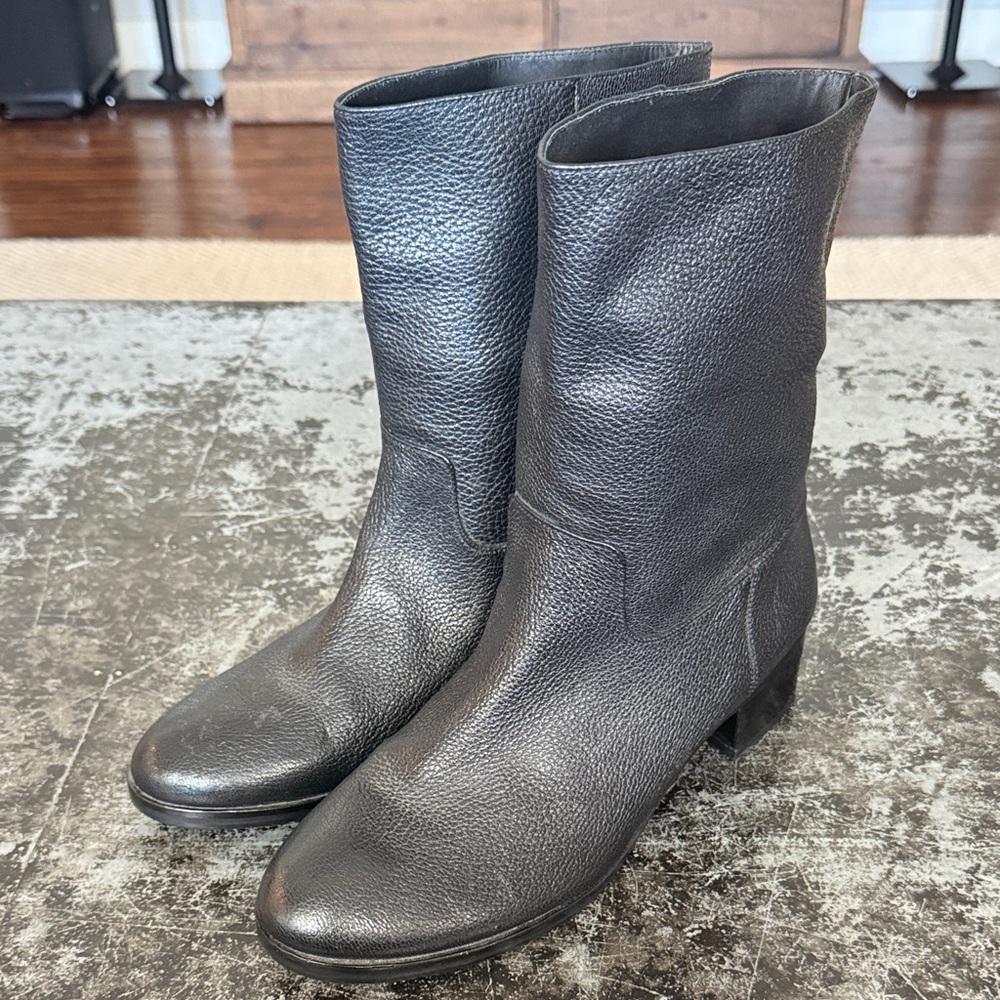 Michael Kors Black Pebbled Leather Ankle Mid Calf Boots Size 9.5
